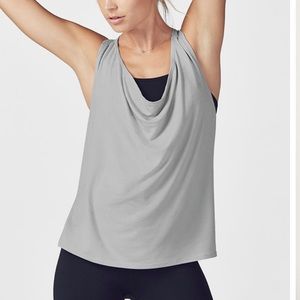 Fabletics “Angelina” Tank Top S Mist Gray Racerback Slouchy Draped